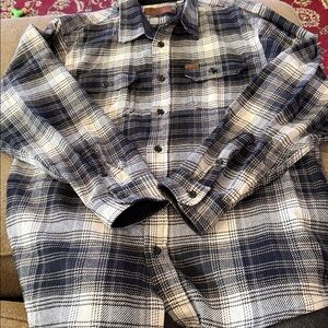 Orvis Size XL Black and White Plaid Fleece Button Up Shirt (TD)